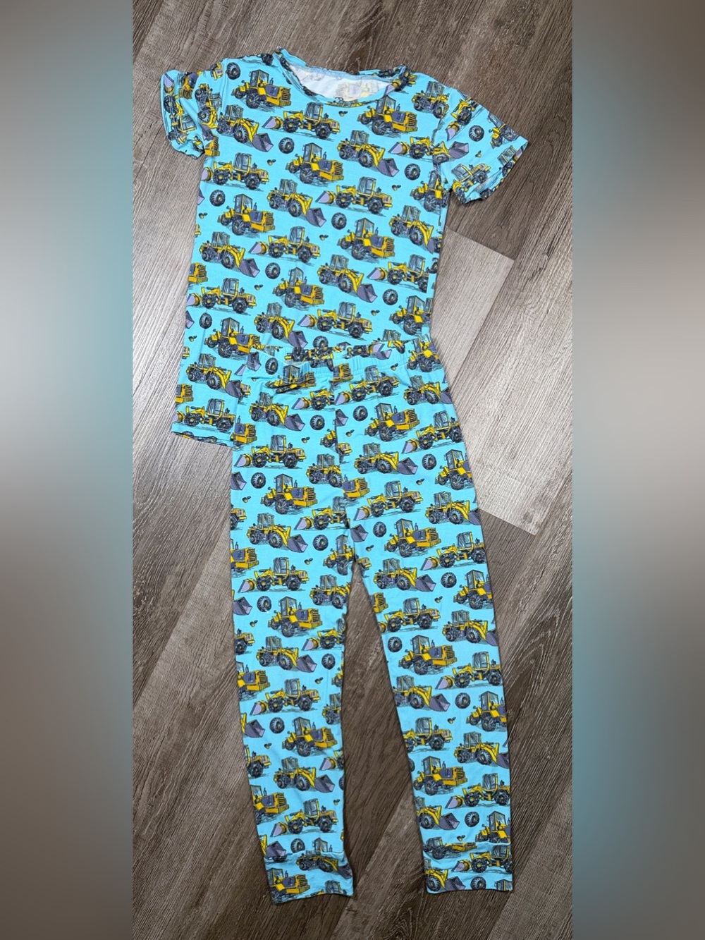 Bums And Roses Dump Truck Construction Bamboo Pajama Set- Size 9/10 Year